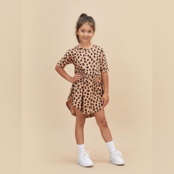 Huxbaby Girls Sz 4 Leopard Print Dress Organic Cotton Designer Retail $50 - Picture 1 of 4